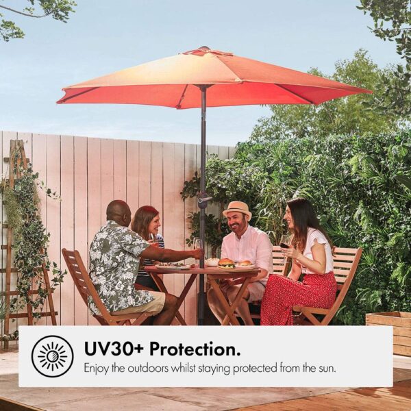 Burnt Orange 2.7m Steel Garden Parasol & Base Set (9kg) - Image 3