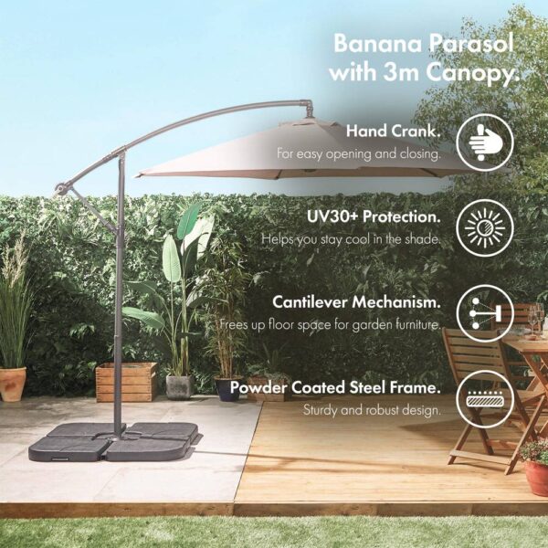 Grey 3M Banana Parasol - Image 3