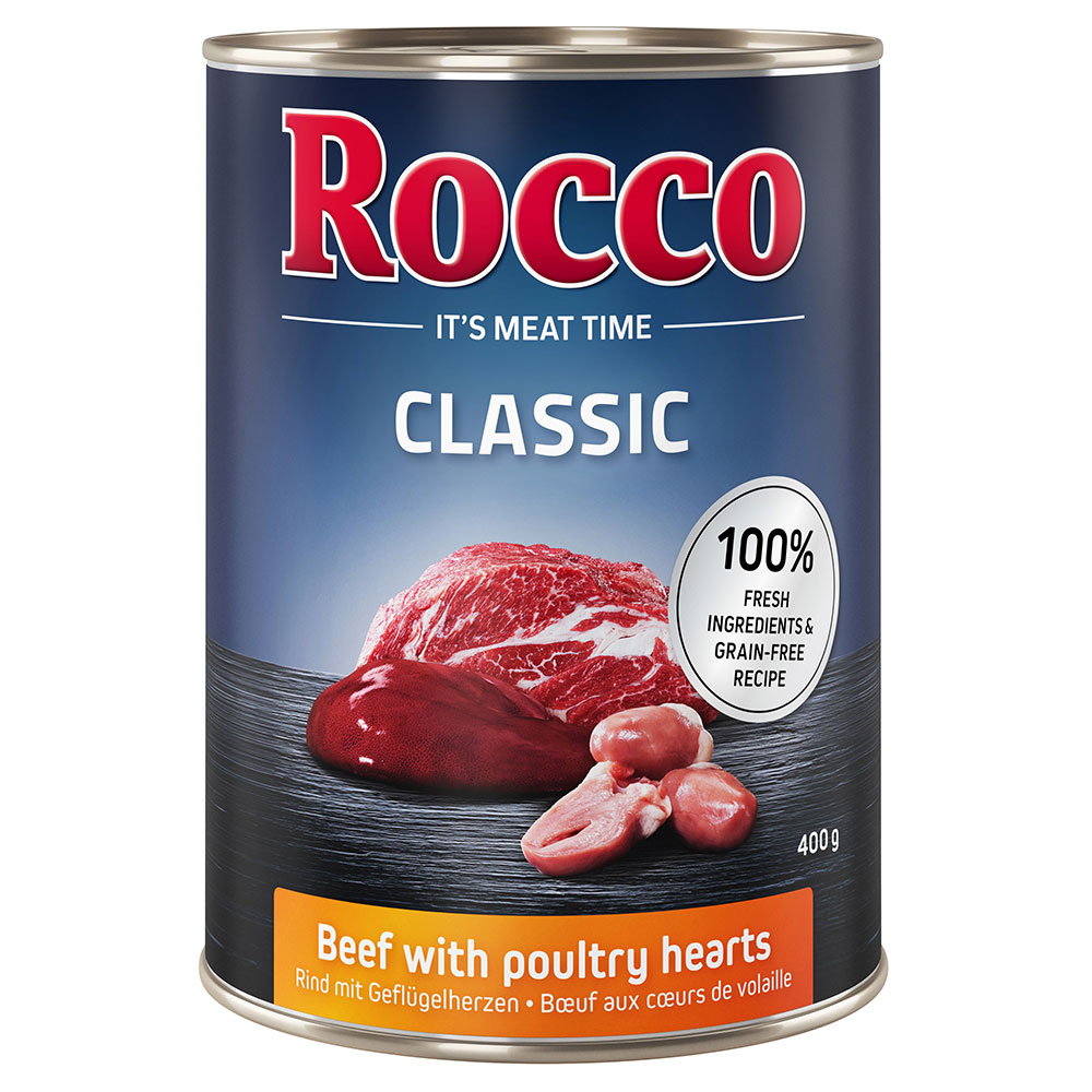 Rocco Classic Saver Pack 24 x 400g - Beef with Poultry Hearts