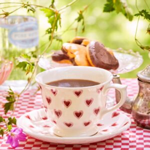 Double Heart Large Teacup & Saucer - Unique Handmade & Handpainted English Earthenware Vintage Style Teacup & Saucer  | Emma Bridgewater