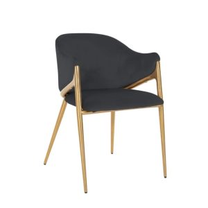 Black Velvet Brass Dining Chair