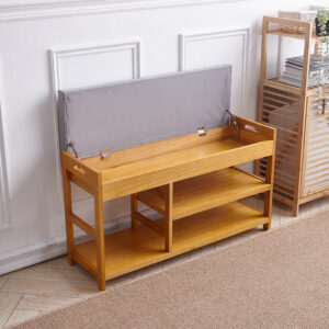 Wood Shoe Storage Bench with Padded Seat