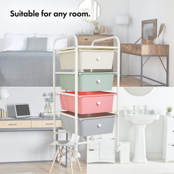 4 Drawer Pastel Storage Trolley - Image 2