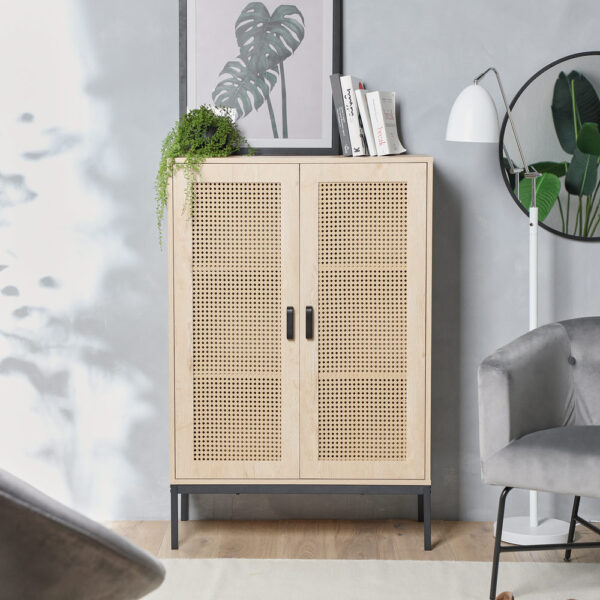 Lena Rattan 2 Door Tall Sideboard - Image 3