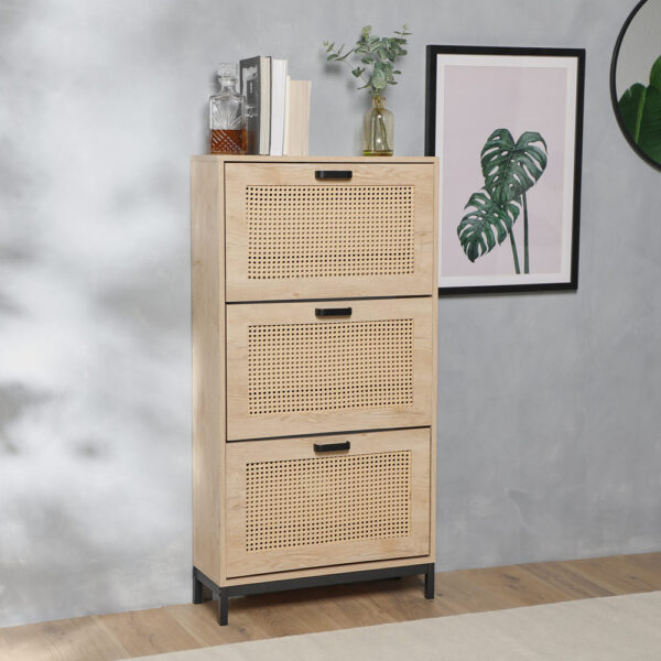 Lena Rattan Shoe Storage Cabinet - Image 2