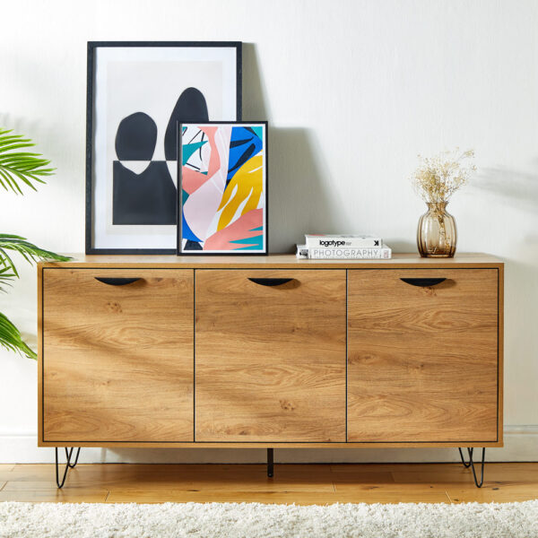 Capri Oak Effect 3 Door Sideboard - Image 4