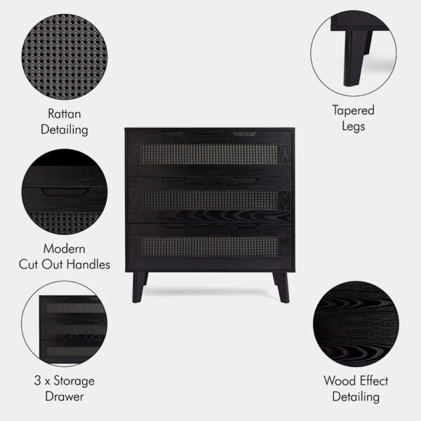 Black Rattan Chest of Drawers - Bedroom Furniture - VonHaus - Image 4