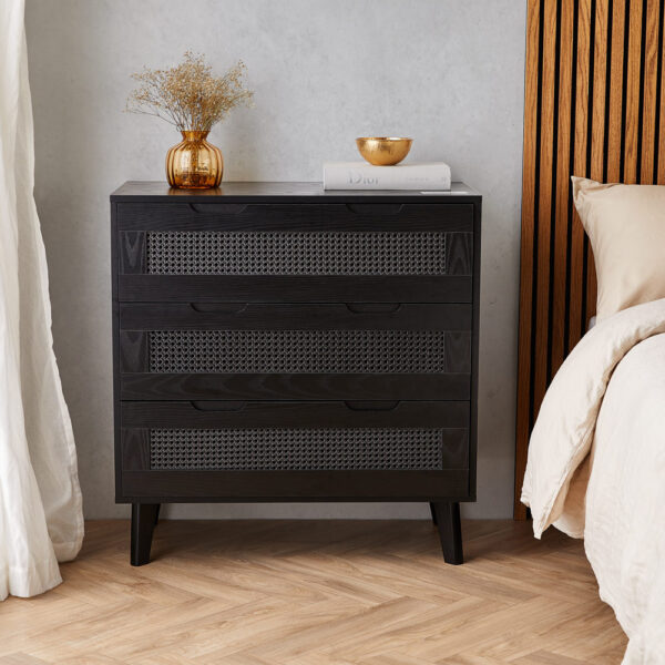 Black Rattan Chest of Drawers - Bedroom Furniture - VonHaus - Image 2