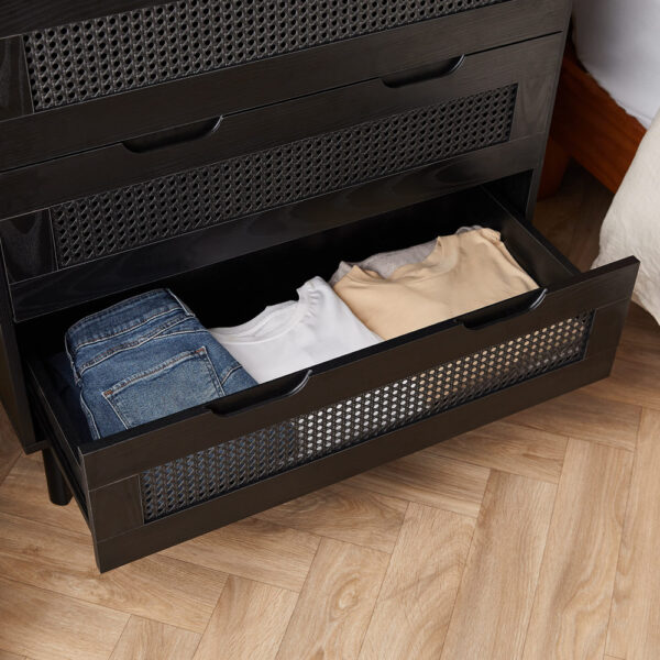 Black Rattan Chest of Drawers - Bedroom Furniture - VonHaus - Image 3