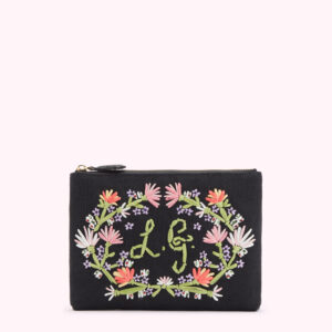 Black Wildflower Top Zip Pouch Black Wildflower Top Zip Pouch