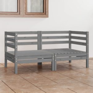 Mafett Garden 2-Seater Sofa Grey Solid Pinewood