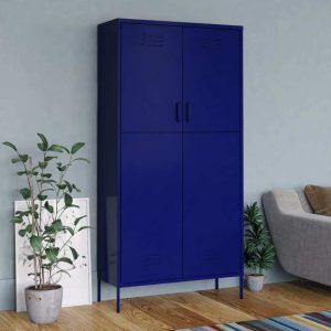 Maya Elegant Navy Blue Wardrobe – Premium Steel Frame