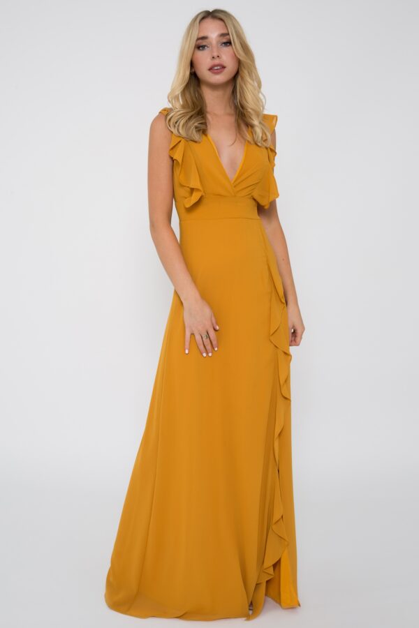 TFNC Isabeen Mustard Maxi Dress