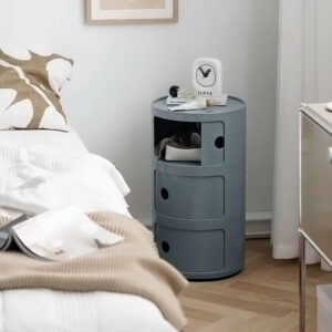 32cm Cylindrical 3 tiered Drawer Storage Drawer Unit,Grey