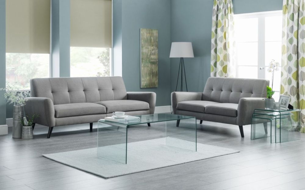 Monza Grey Linen Fabric 2 Seater Sofa - Image 3