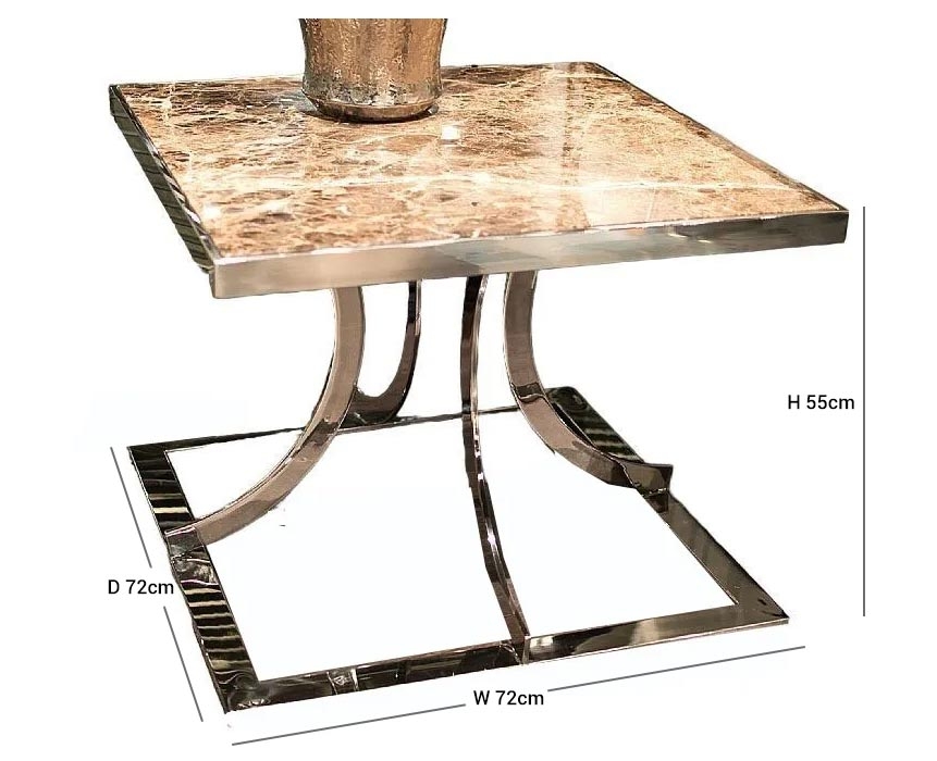 Aurora Marble Lamp Table with Stainless Steel Base - Variation Available - Image 3