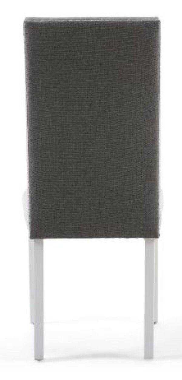 Set of 2 Randall Stud Detail Linen Effect Silver Grey Dining Chair in White Legs - Image 4