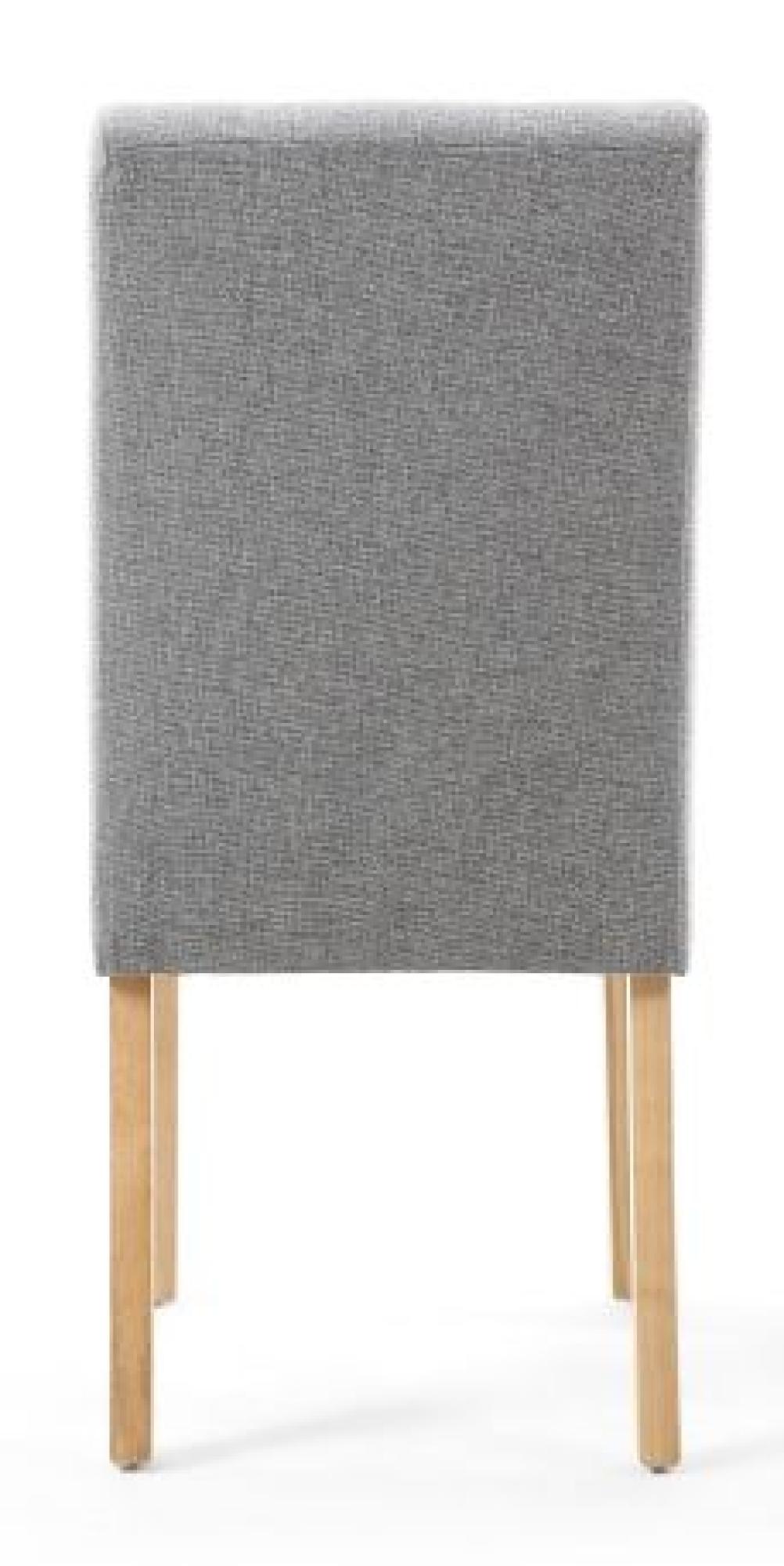 Set of 2 Moseley Stitched Waffle Silver Grey Linen Effect Dining Chair in Natural Legs - Image 4