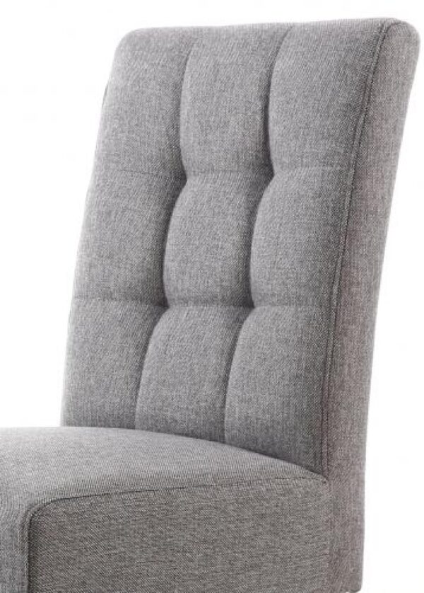 Set of 2 Moseley Stitched Waffle Steel Grey Linen Effect Dining Chair in Black Legs - Image 3