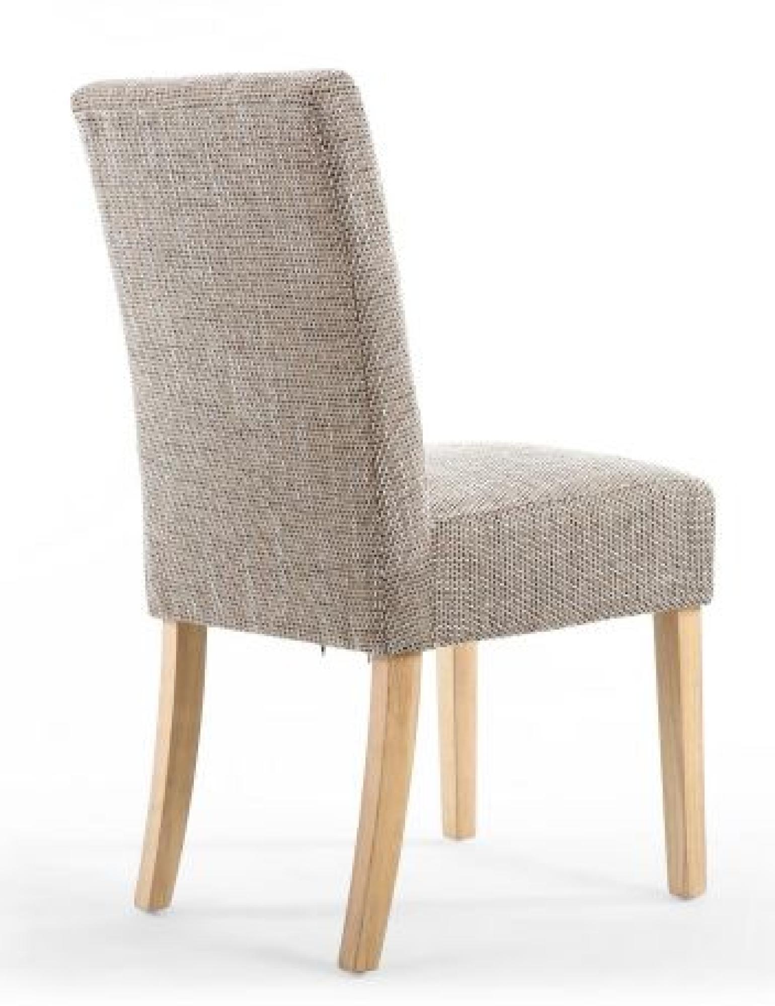 Set of 2 Moseley Stitched Waffle Tweed Oatmeal Dining Chair in Natural Legs - Image 4