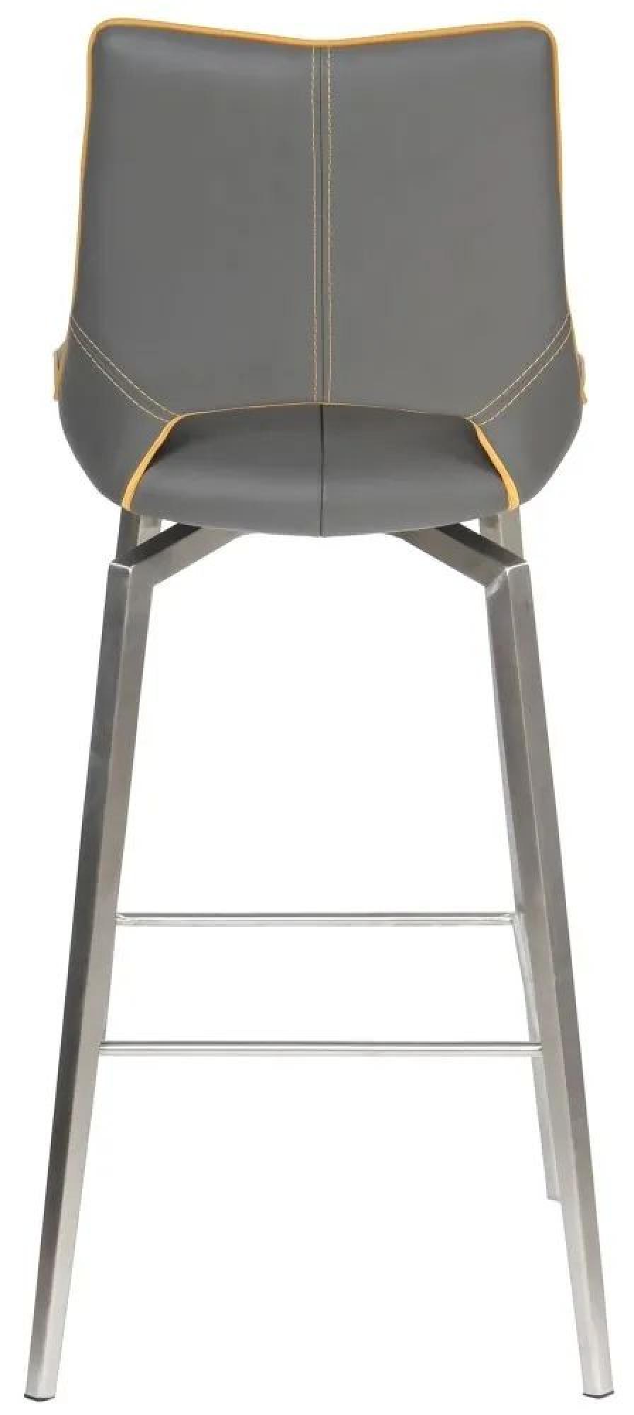 Set of 2 Mako Graphite Grey Leather Effect Swivel Bar Stool - Image 2