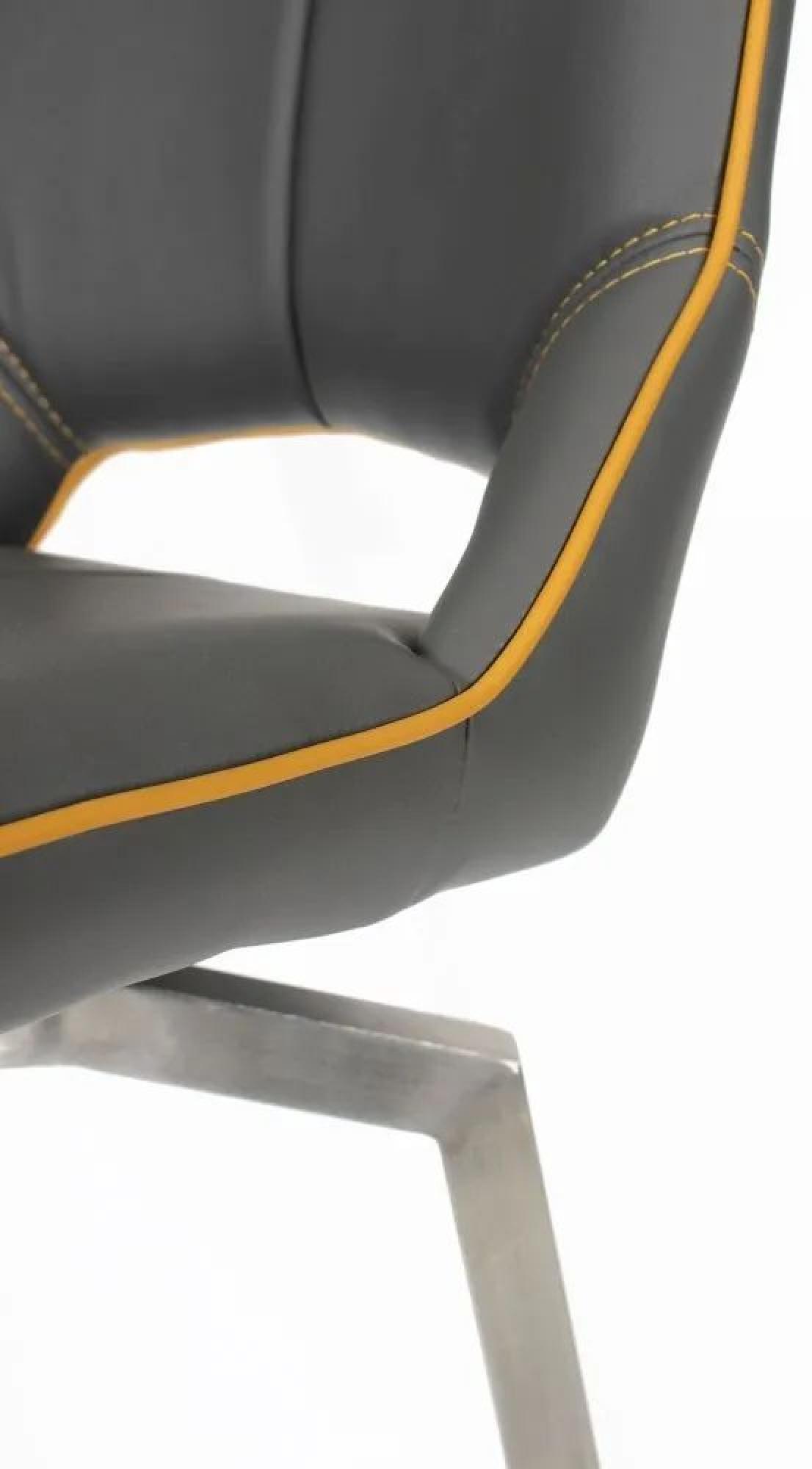 Set of 2 Mako Graphite Grey Leather Effect Swivel Bar Stool - Image 3