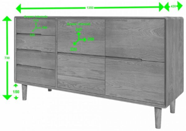 Homestyle GB Scandic Oak Large Sideboard - Image 4