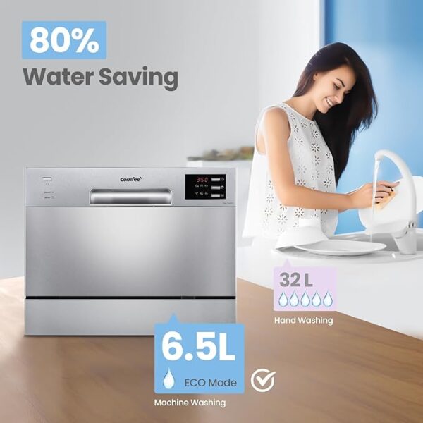 Comfee 6.5L Freestanding Compact Dishwasher with Digital display