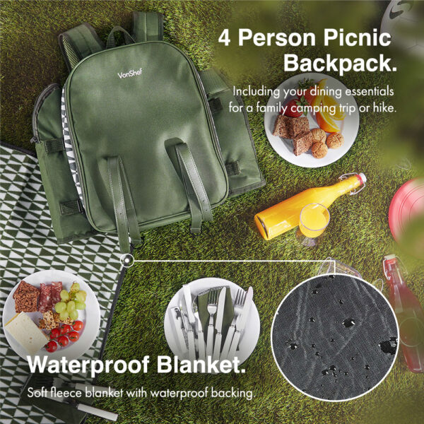 Green Picnic Backpack - 4 Person - Image 2