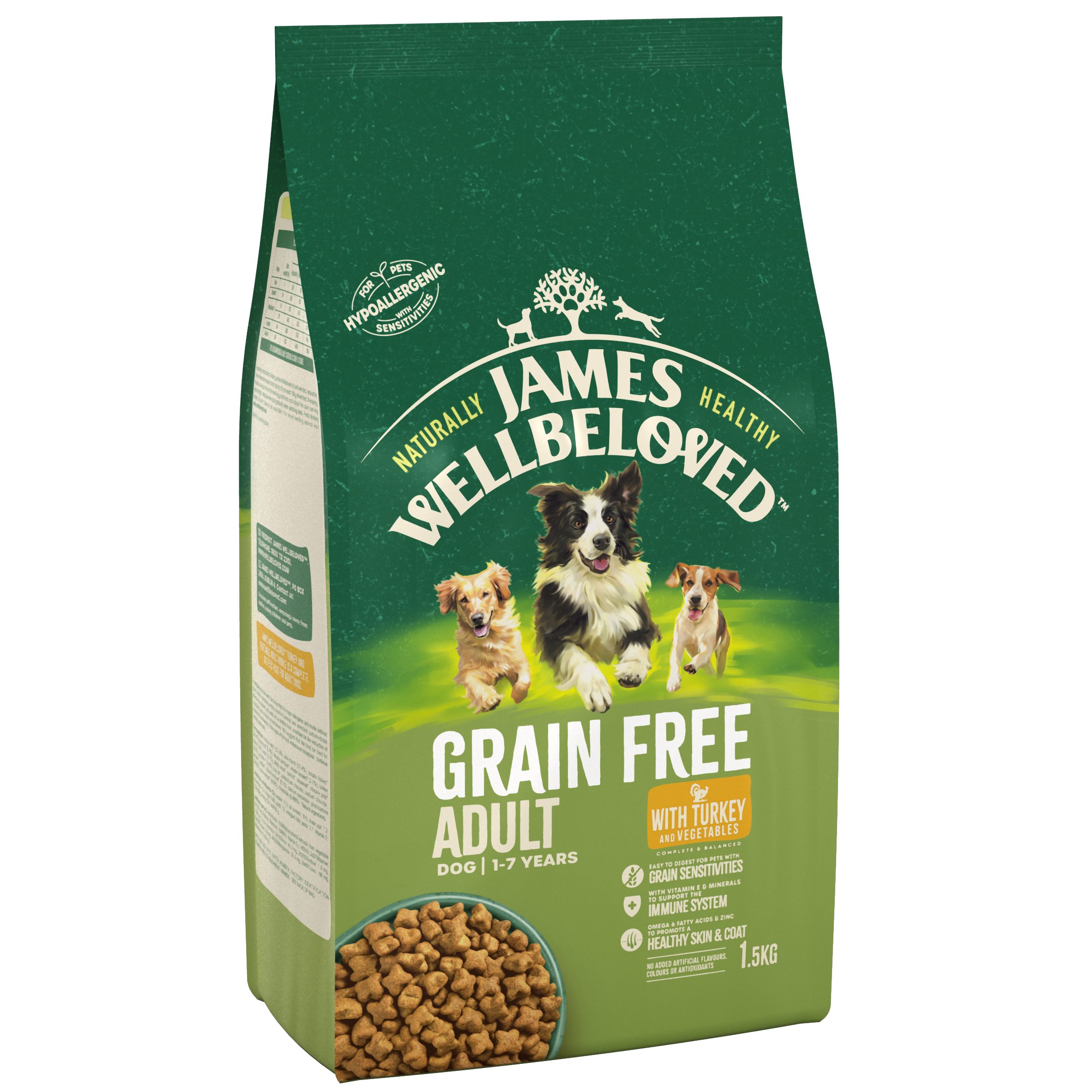 James Wellbeloved Grain Free Adult Dog Hypoallergenic Turkey & Vegetables - 1.5kg