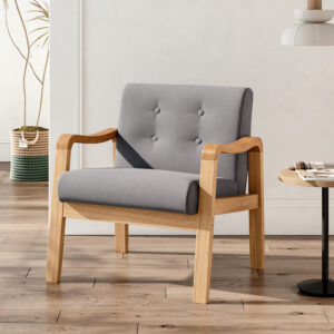 Modern Armchair with Upholstery and Rubberood Frame