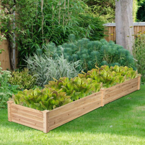 Garden Rectangular Wood Bed Flower Vegetable Plant Seeds Bed