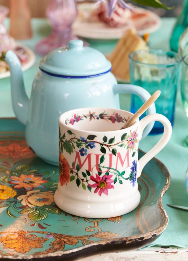 Emma Bridgewater  Garden Flowers Mum 1/2 Pint Mug - Unique Handmade & Handpainted English Earthenware Tea/Coffee Mug