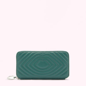 Lulu Guinness | Seapine Green Lip Quilted Leather Tansy Wallet