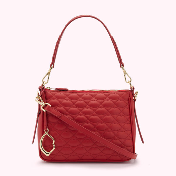 Lulu Red Small Quilted Lip Leather Callie Crossbody Bag Lulu Red Small Quilted Lip Leather Callie Crossbody Bag