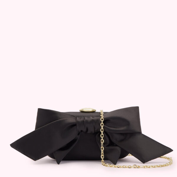 Black Satin Bow Monroe Clutch Bag Black Satin Bow Monroe Clutch Bag