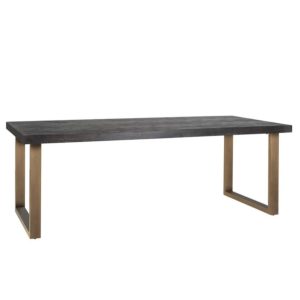 Black Herringbone Brass Dining Table 180
