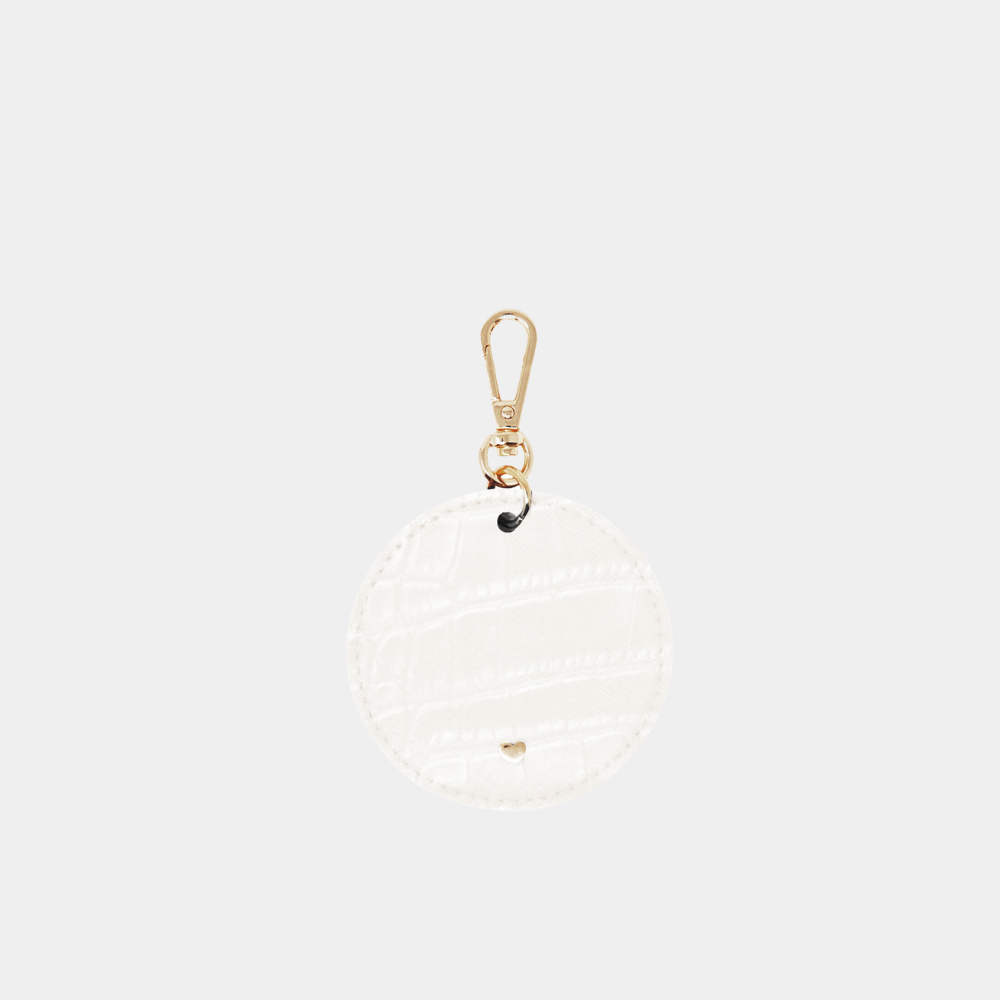 Women's Ecru Luxe Croc Arlo Circle Keyring | JLR London