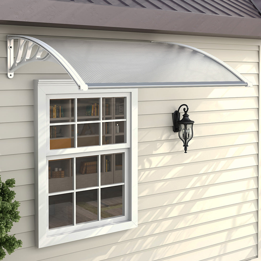 Door Canopy Awning Window Rain Snow Shelter Curved Sheet, White 150CM