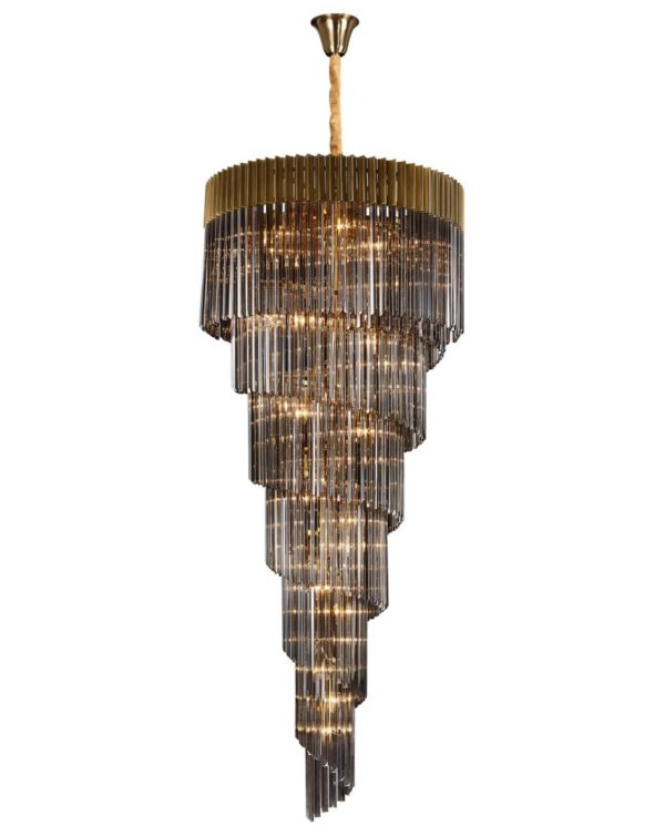 Chelsea Sculpted Glass Smoke Stairwell Chandelier