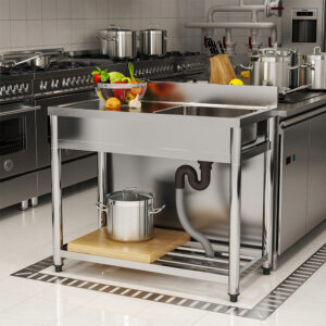 Stainless Steel Commercial Sink with Bowl Side Platform