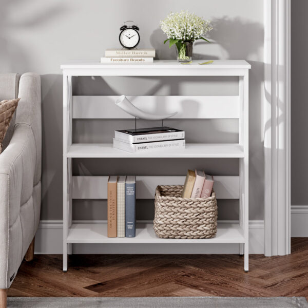 Brown/White 80cm W Open Storage Wooden Bookcase