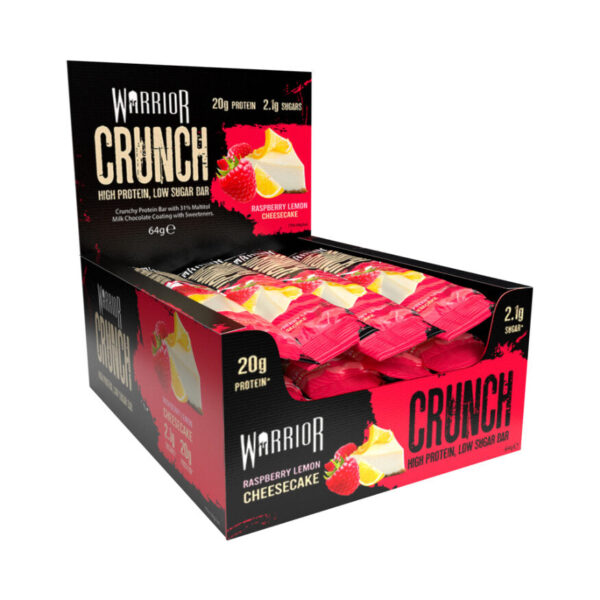 12x Protein Bars - Warrior Crunch - High Protein Low Sugar Bars - Raspberry Lemon Cheesecake