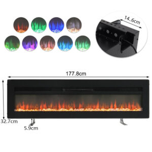 40/50/60/70 Inch Electric Fireplace with 9 Flame Colour and Remote Control