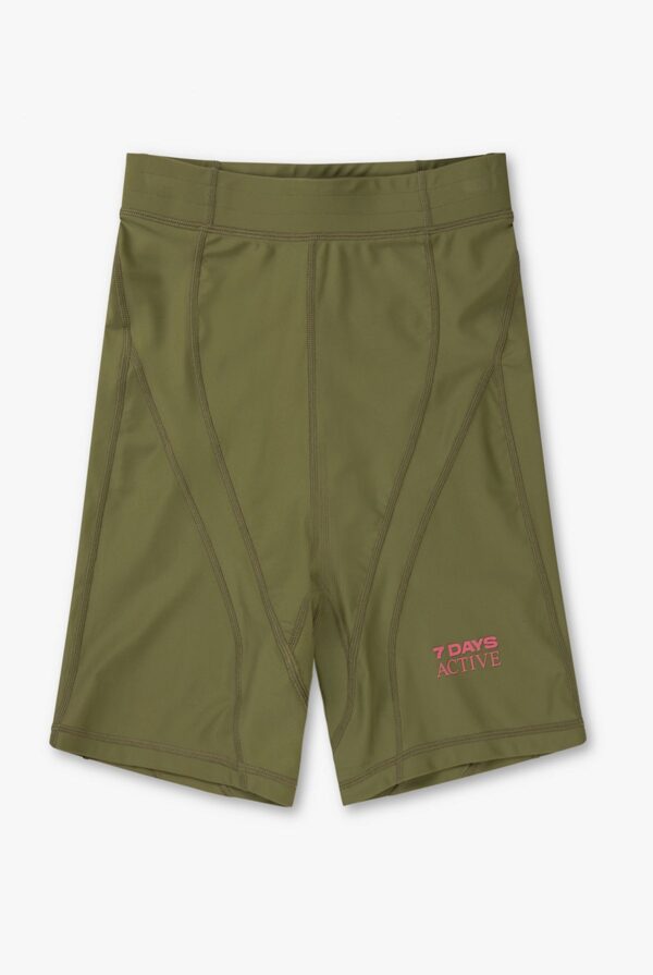 7 DAYS Active Panelled Bike Shorts - Olive - L Pink Glo - Image 4