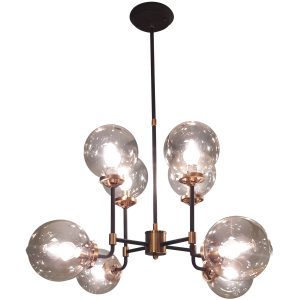 Mercer Black and Brass Glass Bubble Chandelier