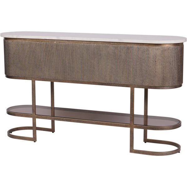Belvedere Aged Gold Console Table with Lower Shelf