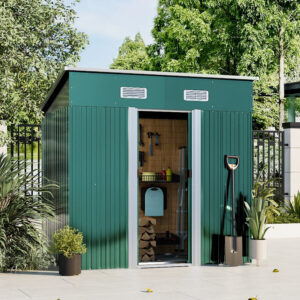 Metal Garden Storage Shed with Skillion Roof Top and Metal Base