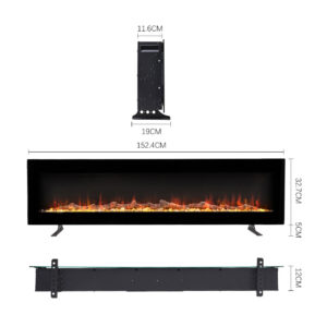40/50/60 Inch Wall Mount Electric Multicolored Fire Fireplace