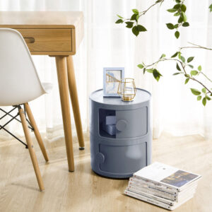 Grey 40cm Round 2 tiered Drawer Storage Unit Organizer